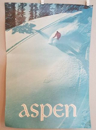 Vintage Aspen Ski Resort Colorado Downhill Skiiing Poster 1970 