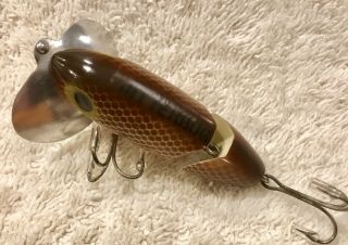 Fishing Lure Fred Arbogast Rare Brown Scale 3/8 Jointed Jitterbug Tackle Bait