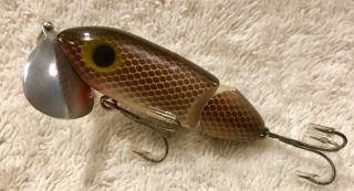 Fishing Lure Fred Arbogast Rare Brown Scale 3/8 Jointed Jitterbug Tackle Bait 3