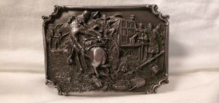 Vintage Bronc To Breakfast Belt Buckle - Charles M.  Russell Limited Ed.  (sn 5859)