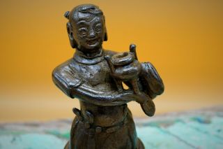 Incense Stick Holder - Unusual ANTIQUE Chinese Ming Dynasty BRONZE Figure Censer 3