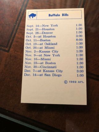 1969 Buffalo Bills AFL Football Roster Schedule American Motors 2