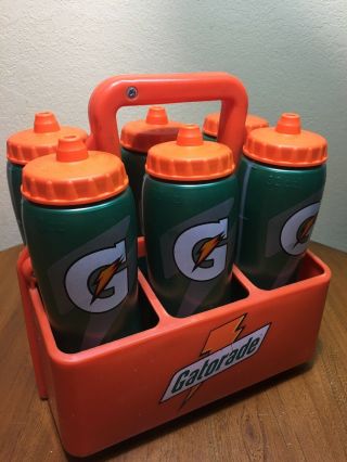 Vtg Gatorade Orange 6 Pack Sport Squeeze Water Bottle Carrier 32 Oz.  Bottles