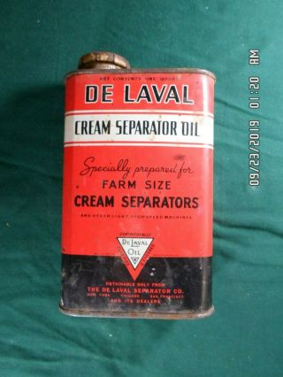 Vintage " De Laval " Cream Separator Empty One Quart Oil Can With Cap