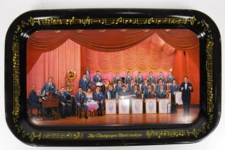 Vtg Lawrence Welk The Champagne Musicmakers Tray Tin 14 " Jack Jeans Bakery Idaho