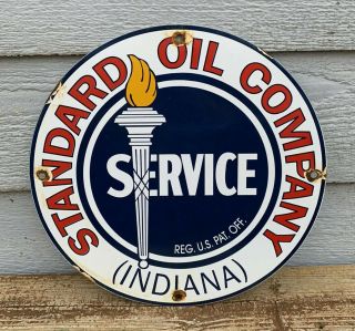 Vintage Standard Service Gasoline Porcelain Sign Gas Station Pump Sign