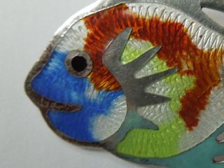 Vintage Sterling Silver Fish Pin By Designer Jf Jeronimo Fuentes Enamel Brooch