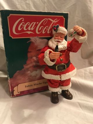 Vintage 1989 Coca Cola Fabric Mache Santa Claus Christmas Decoration