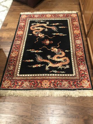 Vintage Chinese 5 - Clawed Dragon Rug 5 