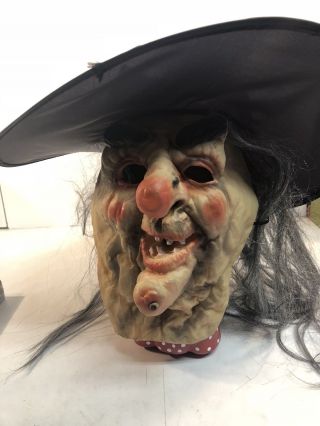 Rare Vintage Ugly Scary Halloween Mask Witch Hag Crone Old Lady Witch