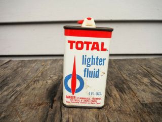 Vintage 4 Oz Total Lighter Fluid Can Oil Can Leonard Oil Alma Michigan Oiler