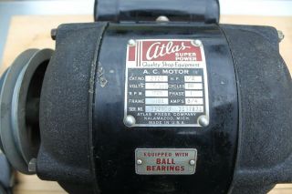 Vintage Atlas Electric Motor 1/2 hp.  115v Good Antique 652 2
