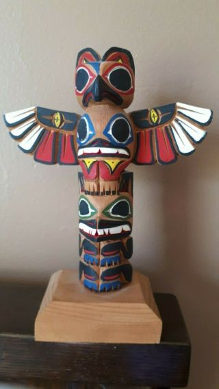 Harvey Williams Wood Carved Totem Pole Signed Art Native Canada