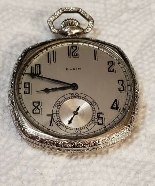 Vintage Art Deco Elgin Cushion Case Pocket Watch