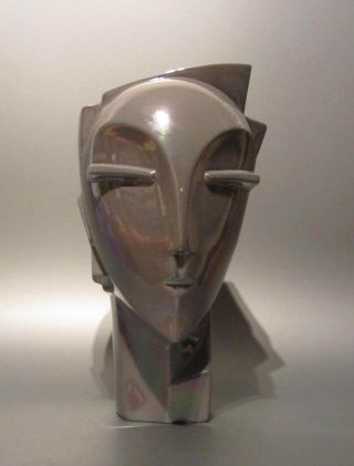 Vintage Grey Iridescent Head Bust Lindsey B Balkweill Inspiration 12 ¼ " Art Deco