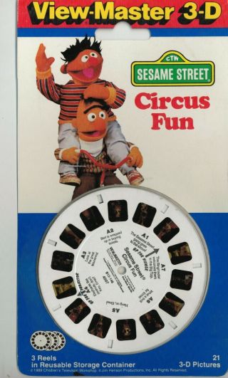 Vintage 1992 Tyco View - Master 3d Sesame Street Circus Fun Burt Ernie 3 Reels Nos