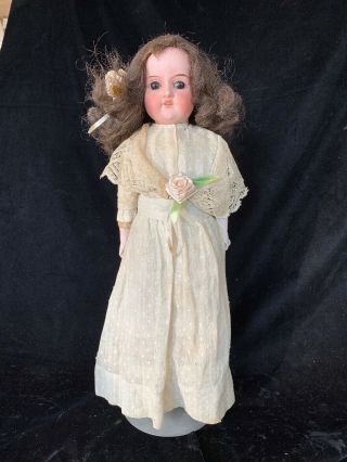 Antique Armand Marseille Bisque Doll 370 Glass Brown Eyes Open Mouth 16”