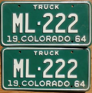 1964 Colorado License Plate Number 222 Tag Pair Plates – $2.  99 Start