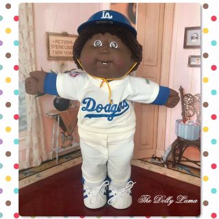 Great Vintage Cabbage Patch Kid 1980’s Aa Black Dodgers Baseball