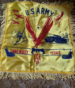 Vintage Ww2 Military U.  S.  Army Souvenir Pillow Cover Camp Makey Texas Rare