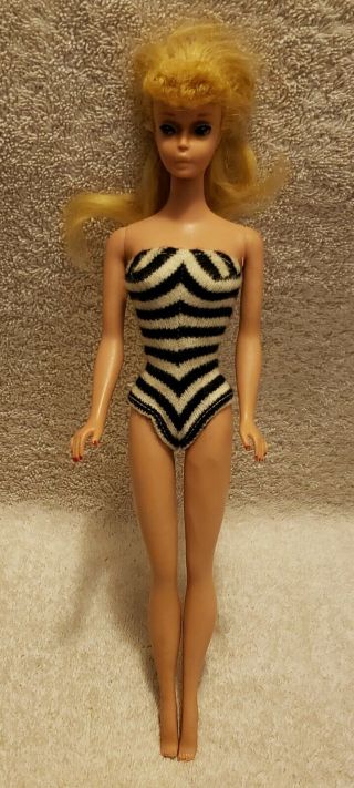 Vintage 1959 Mattel Ponytail Barbie Doll With Bathing Suit - Japan