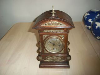 Antique Victorian Lenzkirch Small Wood Mantle Clock Runs Like A Champ Key Wind