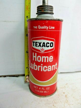 VERY RARE 1950 ' s VINTAGE (4oz) TEXACO HOME OIL TIN CAN HANDY OILER METAL TOP 2