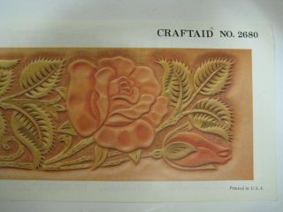 Vintage Craftaid ROSES ROSEBUD LEAVES Leather Billfold Pattern Craftool 2680 3