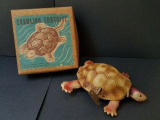 Vintage Occupied Japan Windup Turtle Box & Key Crawling Tortoise