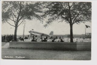 Vintage Rppc Klm K.  L.  M.  Douglas Dc - 2 Aircraft @ Waalhaven Rotterdam Airport