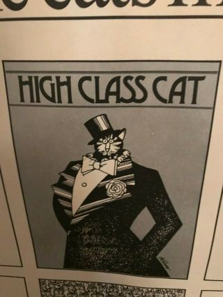 B Kliban Poster 18 " X24 " Vintage 1977 " High Class Cat " Workman Publishing