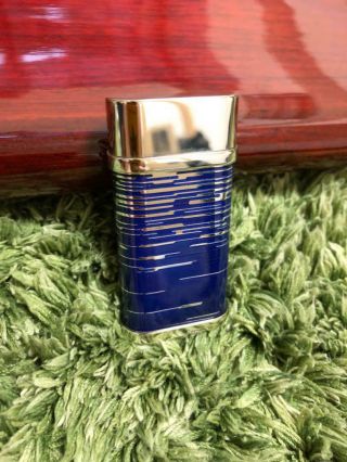 Vintage Cartier Gas Lighter swiss made Silver Blue line 2