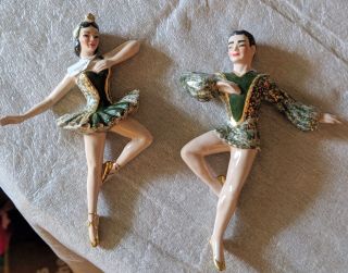 Vintage Mid - Century ‘ceramic Arts Studio’ Figural Wall Decor Set Ballet Dancers