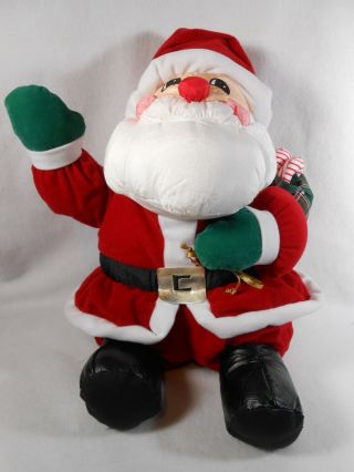 17 " Vintage Intl Silver Co Christmas Nylon Santa Claus Stuffed Animal Plush Toy