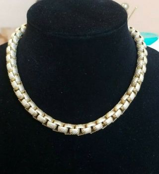 Fabulous Vintage Signed Napier Textured Gold - Tone Finish Necklace