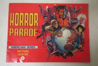 Vintage 1970s Horror Parade Sticker Picture Album Very Rare Americana Series