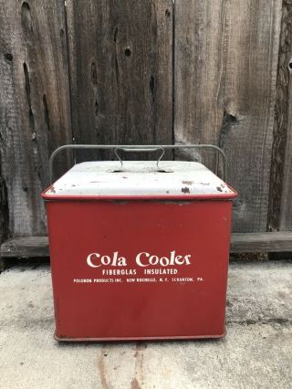Rare Vintage Poloron Red Cola Cooler Ice Chest With Insulated Interior -