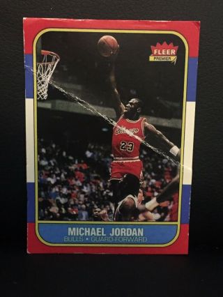 1986 - 87 Fleer Michael Jordan Rc 57 Huge Crease