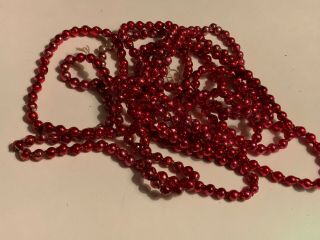 Vintage Mercury Glass Christmas Garland Red 8’ Micro Mini 3/8” Balls Tinsel Tree