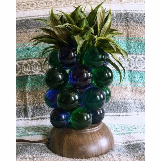 Vintage Lucite Acrylic Grape Blue Green Lamp Tiki Mid Century Pineapple