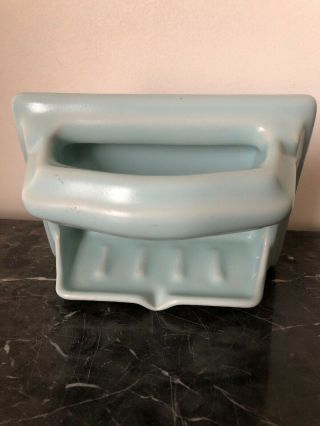 Vintage Spring Blue Ceramic Soap Dish With Grab Bar Reclaimed Salvage