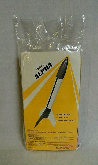 Look Vintage Early 1970`s Estes Astron " Alpha " Rocket Model Kit In Bag