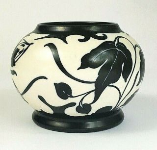 Antique Fariet Schoonhoven Gouda Vase,  Black & White Art Deco Pottery 1920s