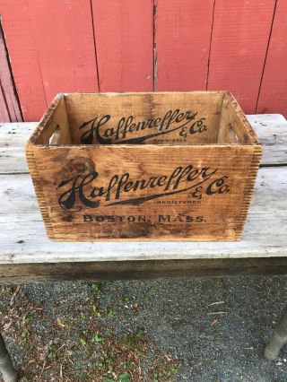 Rare Antique Haffenreffer Beer Boston Ma Mass Wooden Wood Box Crate Display 18”