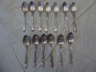 13 Antique 1904 R.  Wallace &sons Violet Sterling Silver 5 3/8 " Teaspoons No Mono