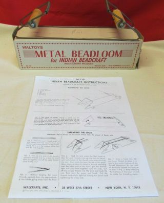 Vintage Waltoys American Indian Bead Metal Loom W/ Instructions,  Designs