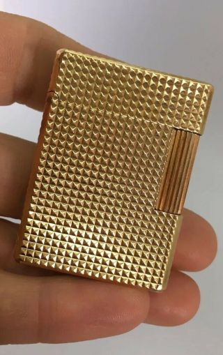 S.  T Dupont France Paris Gold Plated Lighter Cigarette Ligne 1 Diamond K5fg17
