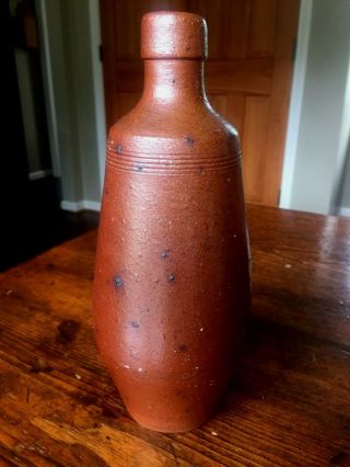 Antique Vintage Stoneware / Redware Wine Bottle