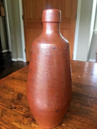 Antique Vintage Stoneware / Redware Wine Bottle 3