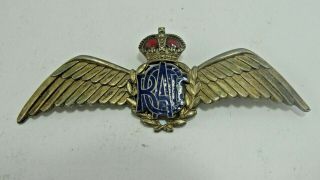 Vintage Birks Sterling Raf Royal Air Force Wings Crown Lapel Pin 2.  25 " Wide